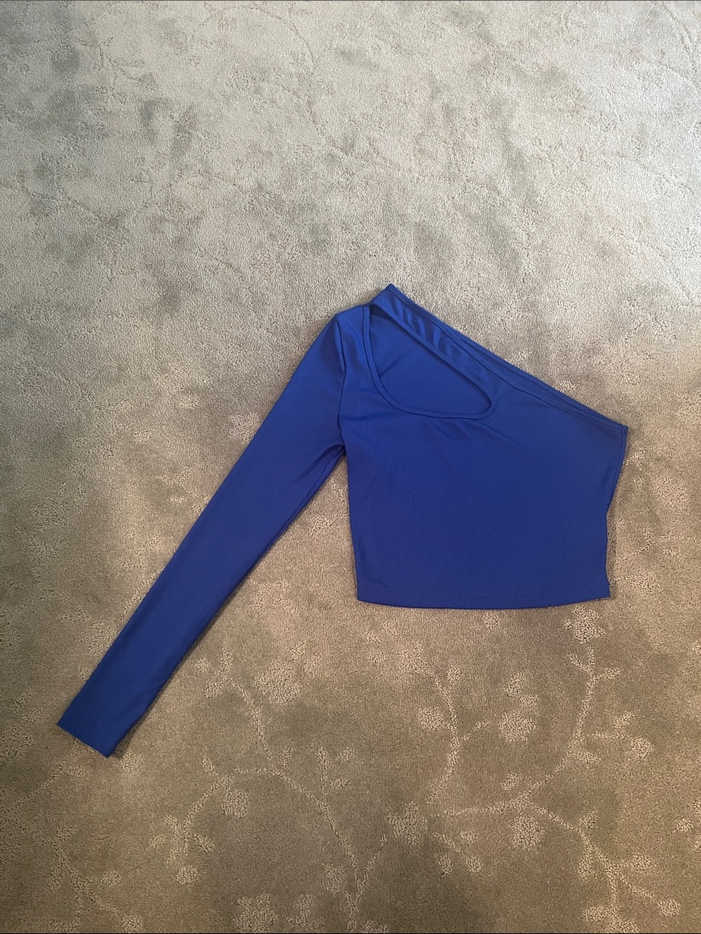 SHEIN One-Shoulder Long Sleeve Crop Top - Blue